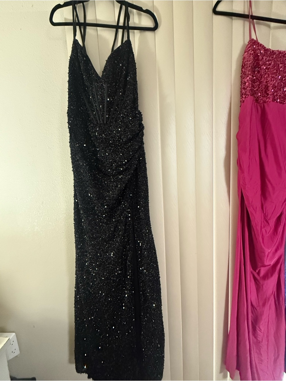 DressBird Black Sequin Corset Lace-Up Formal Gown Size L